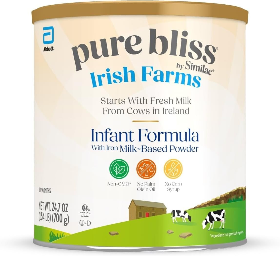 Pure Bliss Irish Farms, Easy-to-Digest Baby Formula, Infant Formula, 0-12 Months, 24.7-oz Can